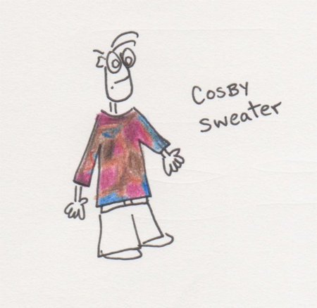 A cosby sweater, a COS-BY swea-ter